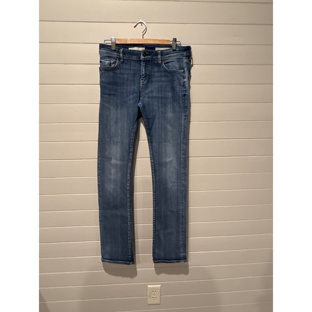 Anthropologie Pilcro Parallel Women 29 Blue Straight Leg Jeans Mid Wash Denim